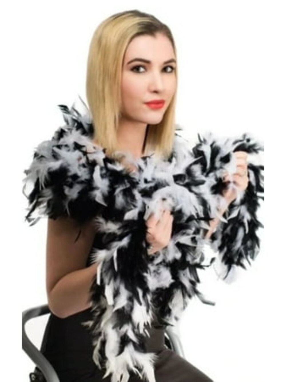 Black White Deluxe Turkey Feather Boa
